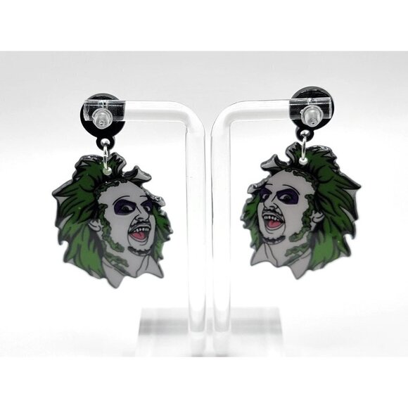 Bettlejuice Halloween Acrylic Dangle Earrings - Picture 4 of 4